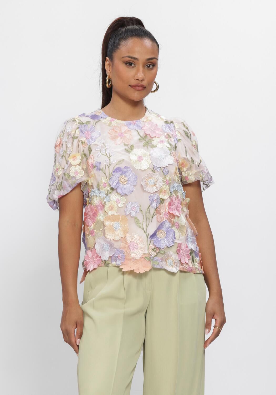 Y.A.S. YASFLOWERING SS TOP Hauts & T-shirts Lilas - large