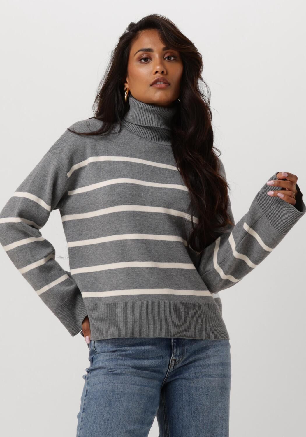 Grijze SELECTED FEMME Coltrui SLFKAMMA LS KNIT ROLL NECK Omoda