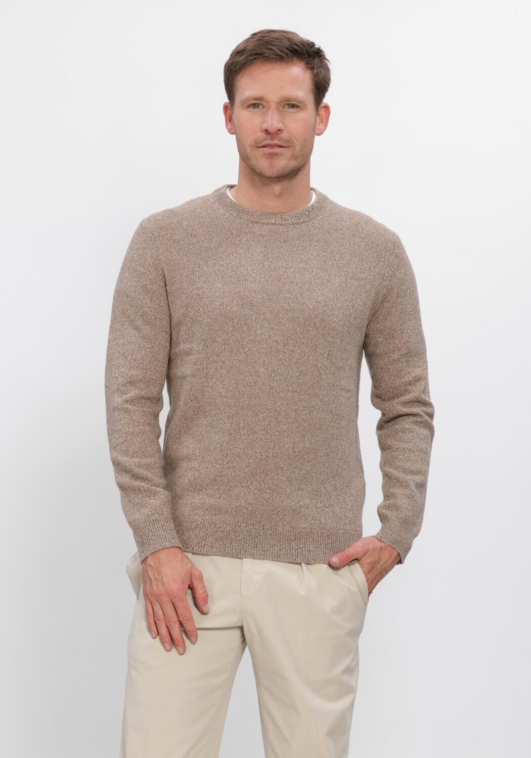Beige PROFUOMO Trui PULLOVER CREW NECK - large
