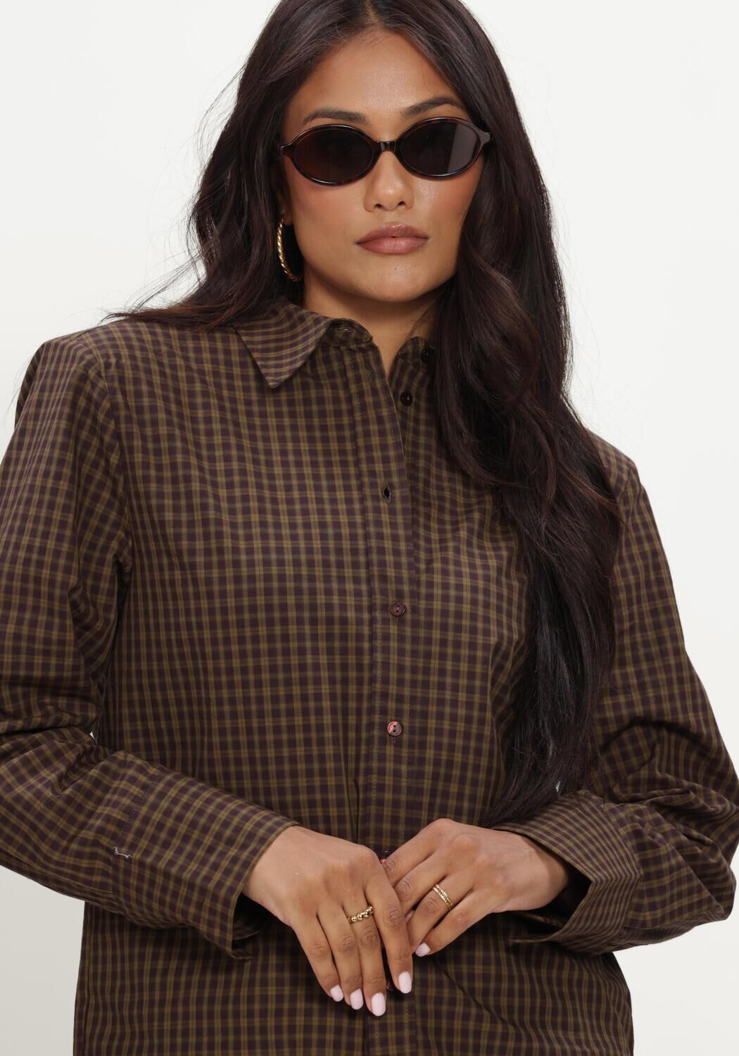 Groene CO'COUTURE  TEFFACC PADDED CHECK SHIRT - large