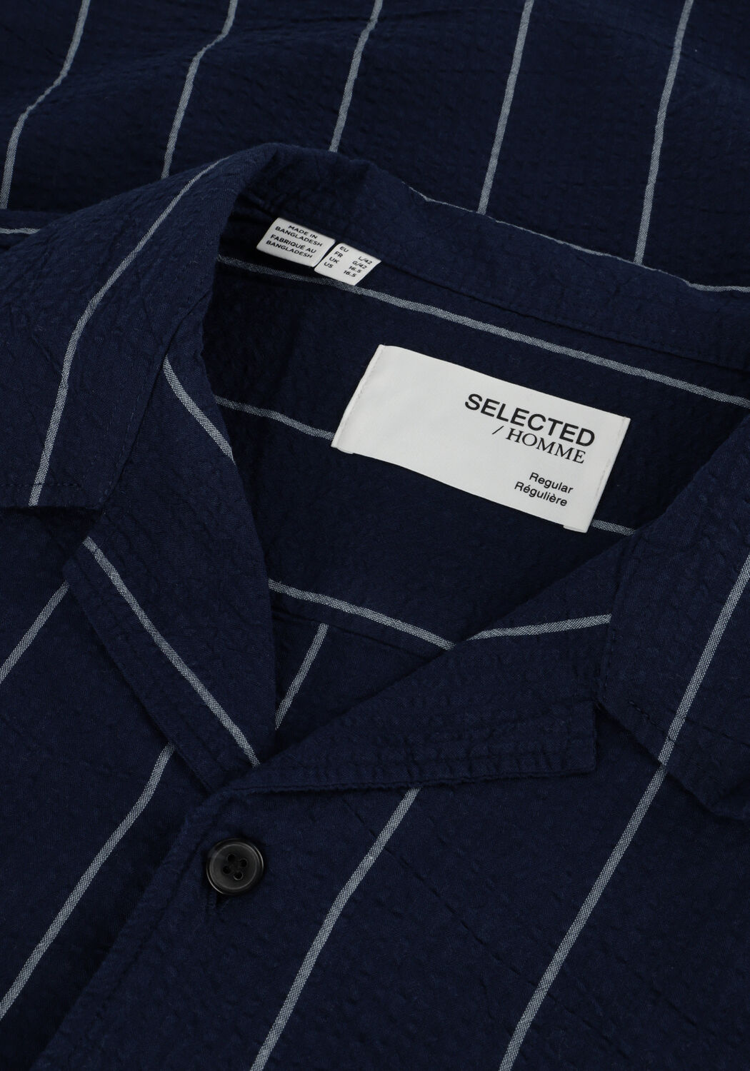 SELECTED MEN Chemise d&eacute;contract&eacute; SLHREG-WEST SHIRT SS RESORT CAMP Bleu fonc&eacute; - large