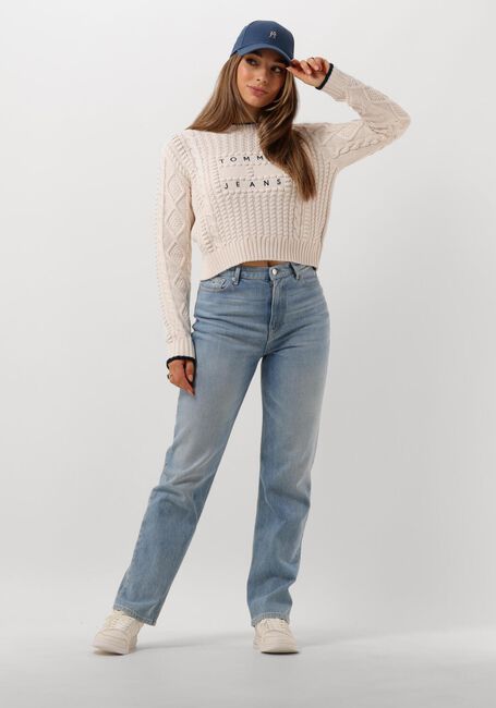 TOMMY JEANS Pull TJW BUBBLE CABLE FLAG CREW en blanc - large