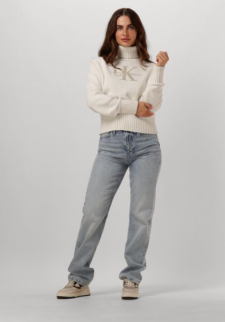 CALVIN KLEIN Col roulé CHENILLE MONOLOGO SWEATER en blanc - large