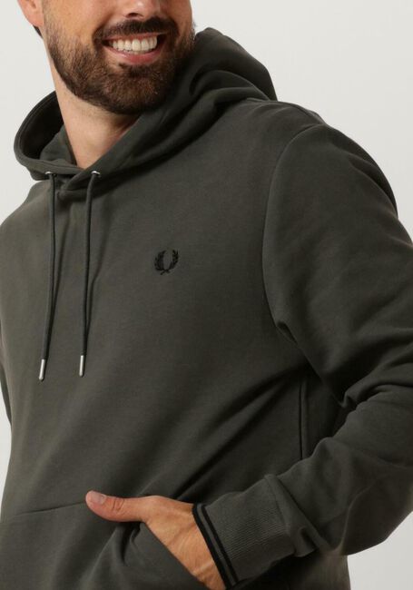 FRED PERRY Chandail TIPPED HOODED SWEATSHIRT Olive - large