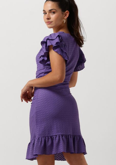 Paarse COLOURFUL REBEL Mini jurk ZORAH KNITTED STRUCTURE DRESS - large