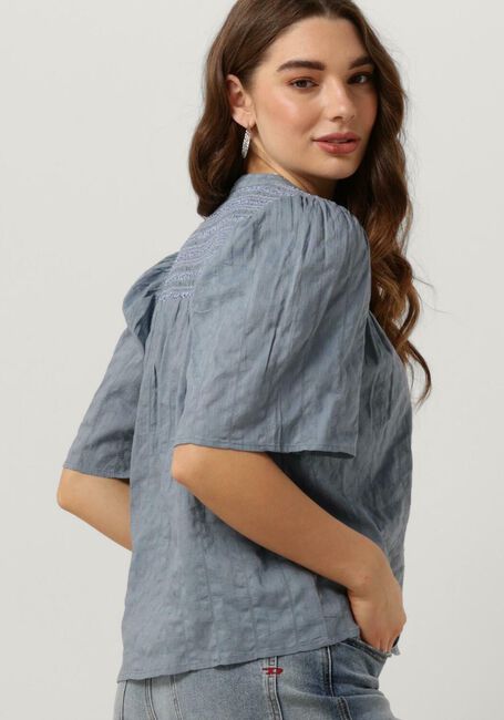 Lichtblauwe RUBY TUESDAY  SAFIR BLOUSE WITH HALF SLEEVES AND SMOCK ON SHOULDER - large