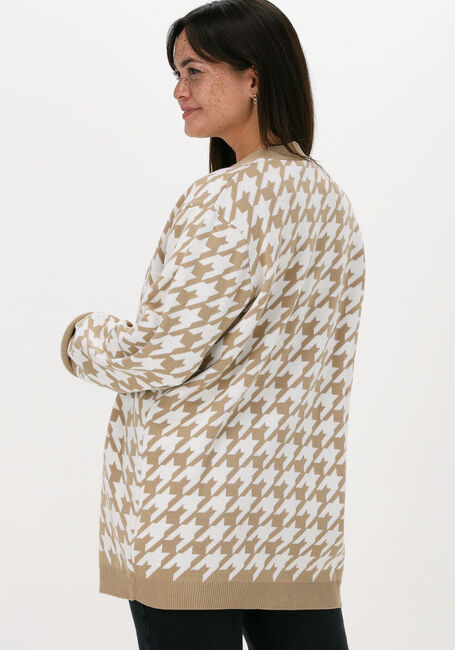 RIANNE MEIJER x NA-KD Gilet HOUNDSTOOTH LONG CARDIGAN en camel - large