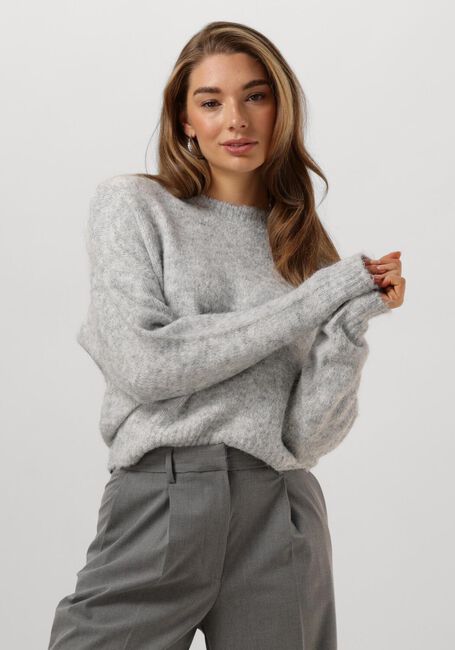COLOURFUL REBEL Pull OLIVIA CREWNECK KNITTED SWEATER en gris - large