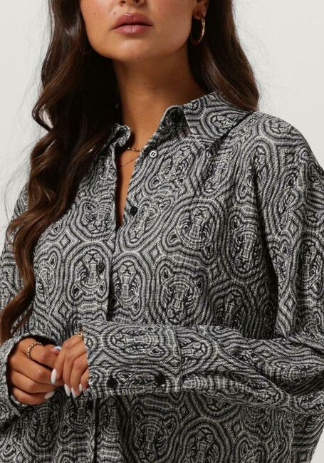 Zwarte ALIX THE LABEL  LADIES KNITTED LEOPARD CRINKLE BLOUSE - large