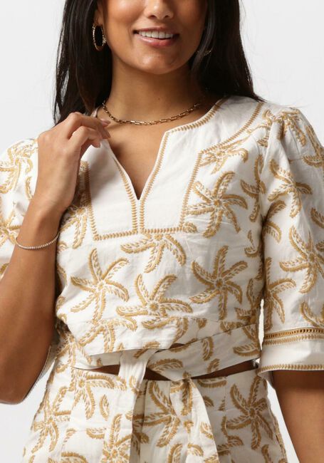 SCOTCH & SODA Haut EMBROIDERED LINEN CROP TOP en beige - large