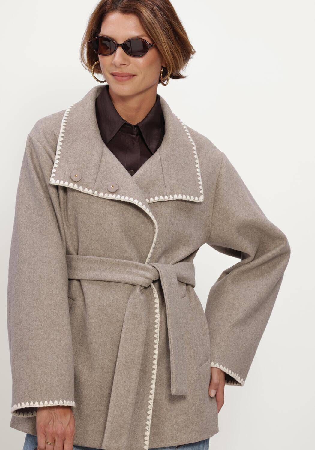 Taupe BEAUMONT Mantel ALIZA SHORT COAT - large