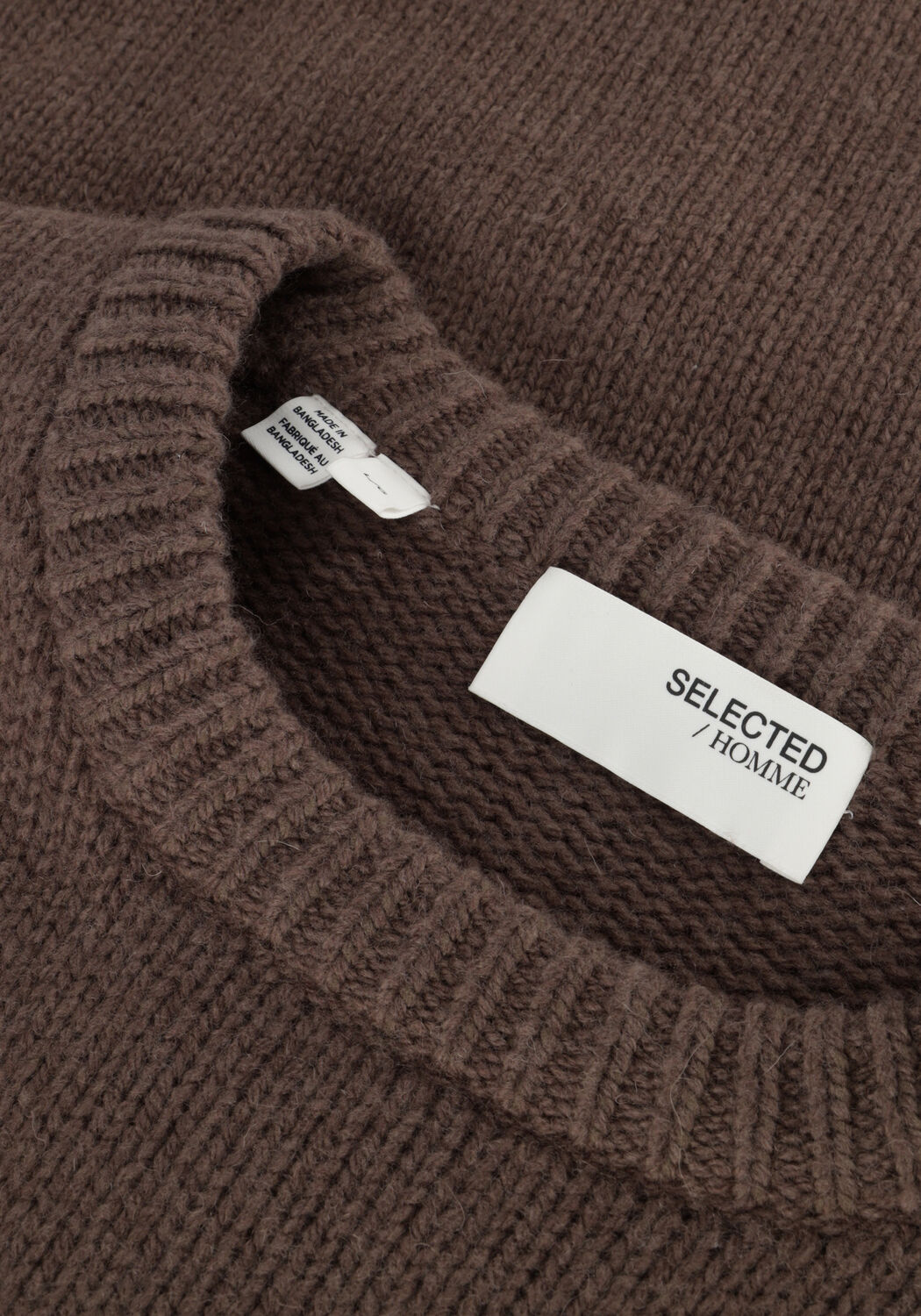 SELECTED MEN Pull SLHCODY LS KNIT RELAXED CREW NECK en marron - large