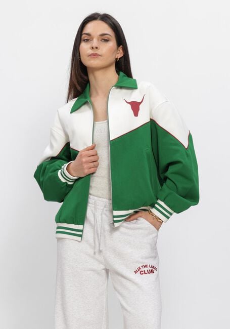 ALIX THE LABEL Jack LADIES WOVEN COLOURBLOCKING BOMBER en vert - large