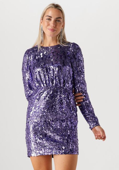 Paarse SELECTED FEMME Mini jurk SLFARI-COLYN LS SHORT SEQUINS - large