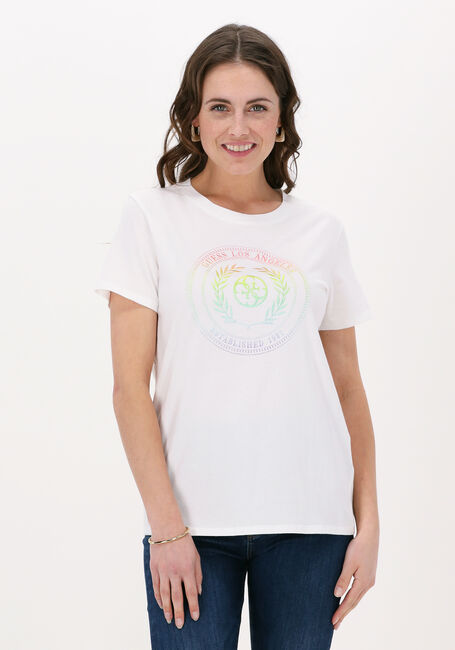 GUESS T-shirt EMBLEM LOGO EASY FIT en blanc - large