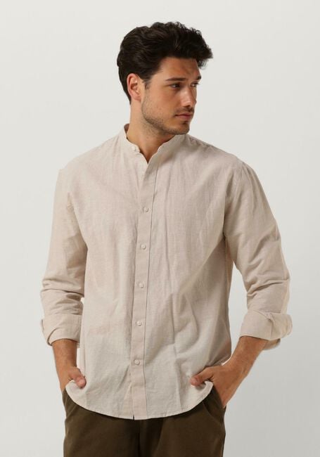 Beige SELECTED HOMME Casual overhemd SLHREGNEW-LINEN SHIRT LS BAND - large