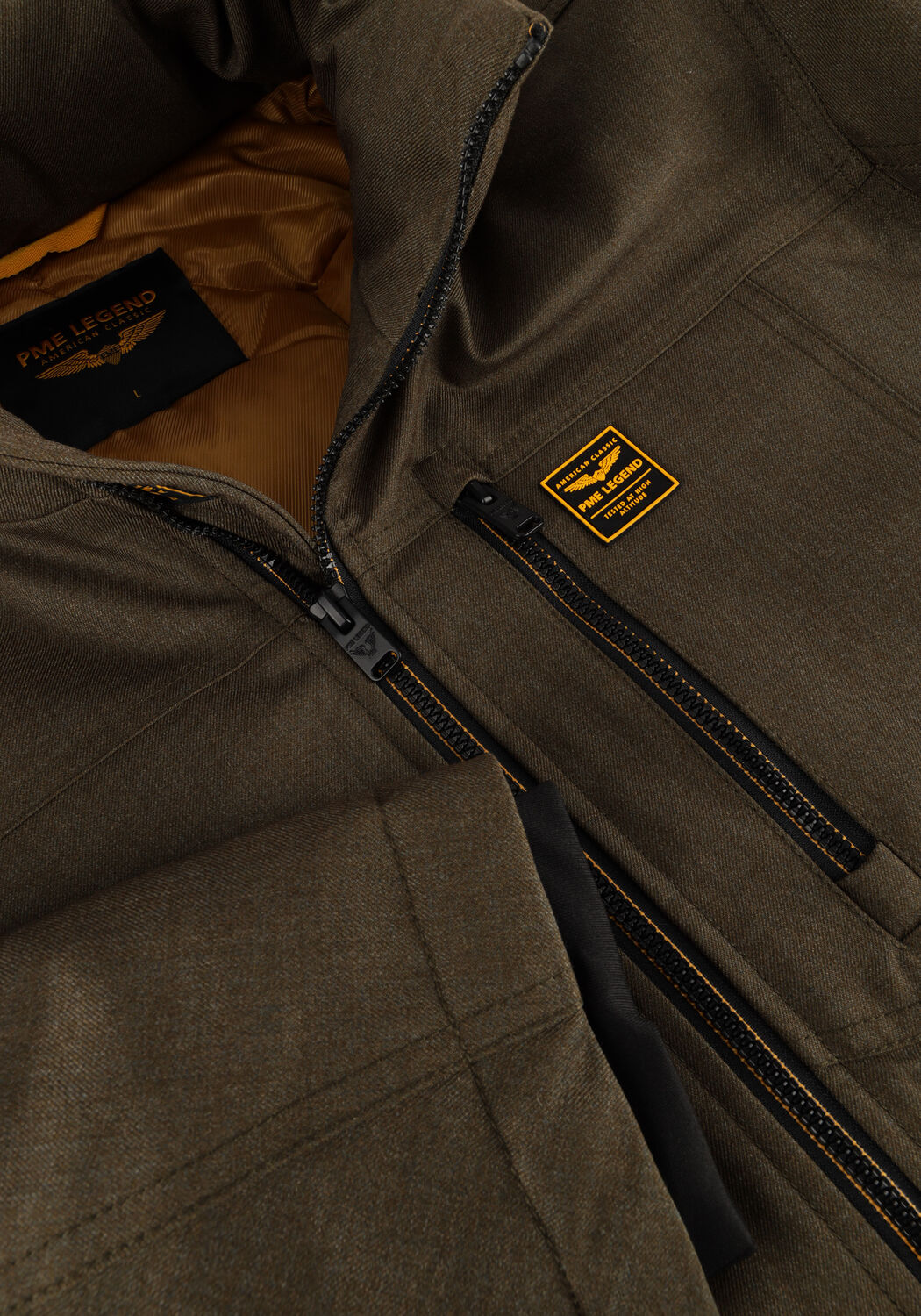 Groene PME LEGEND Gewatteerde jas SEMI LONG JACKET STRATOR MELANGE TWILL - large