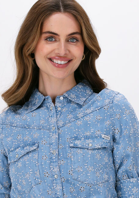 Blauwe GUESS  SEXY PIN UP SHIRT - large