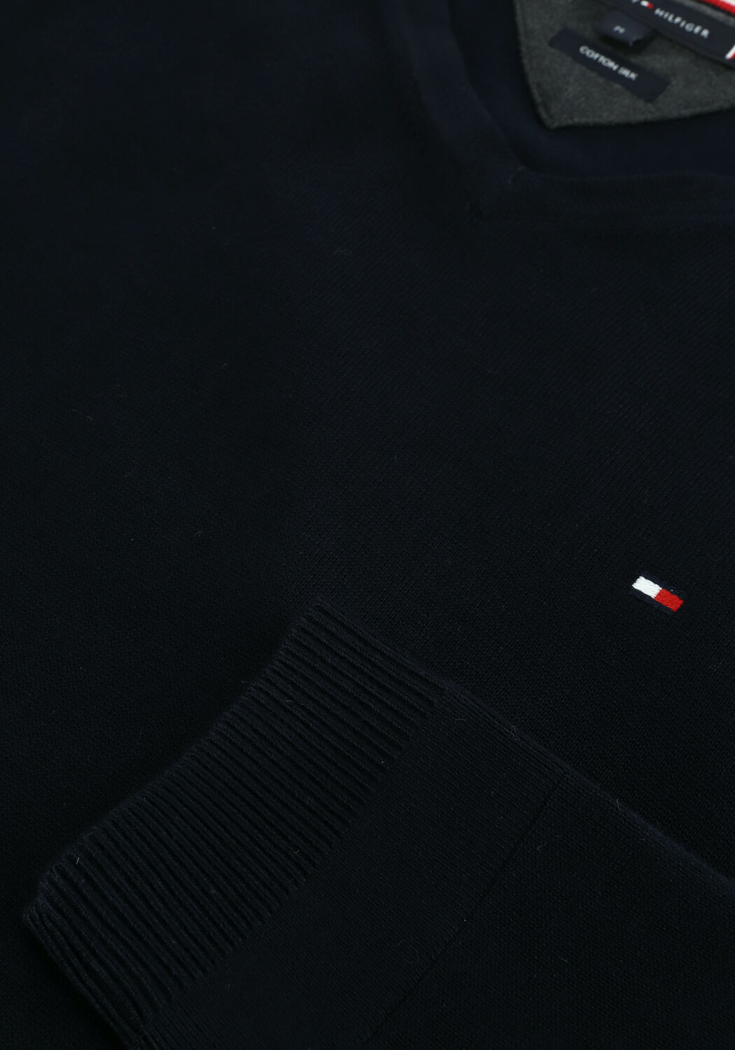 TOMMY HILFIGER Pull CORE COTTON-SILK VNECK en bleu - large
