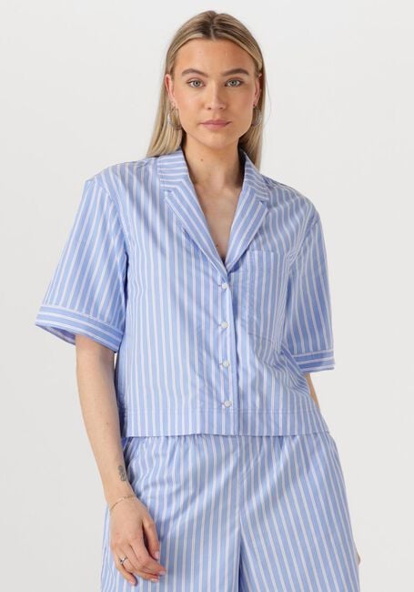 Lichtblauwe ROUGE EDIT  ROUSHONA 2/4 RESORT COLLAR SHIRT - large