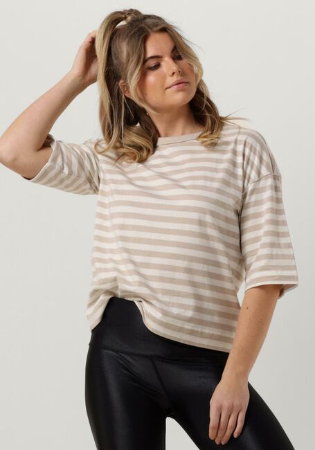 Beige ESMÉ STUDIOS T-shirt SIGNE STRIPED BOXY T-SHIRT - GOTS - large
