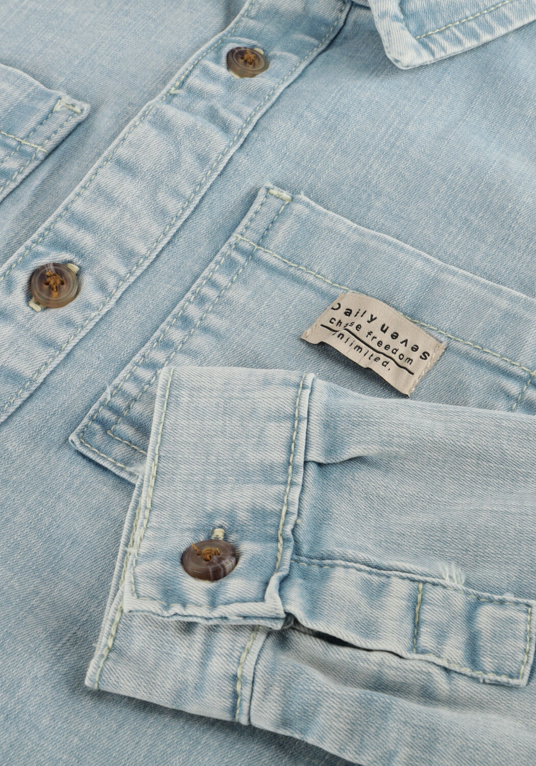 Lichtblauwe DAILY7 Casual overhemd DENIM SHIRT BACKPRINT - large