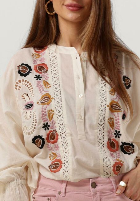 Gebroken wit SUMMUM  BLOUSE FLOWER EMBROIDERY - large