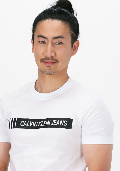 CALVIN KLEIN T-shirt INSTITUTIONAL LOGO BOX TEE en blanc - large