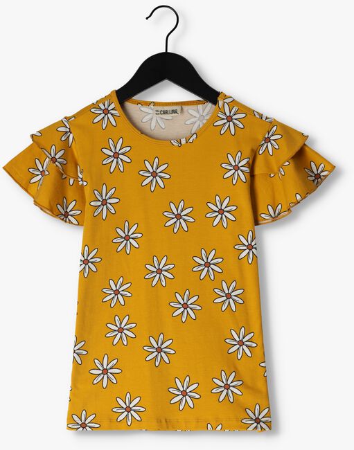 CARLIJNQ T-shirt FLOWER - RUFFLED SHIRT Ocre - large