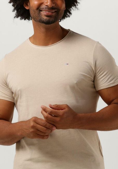 TOMMY JEANS T-shirt TJM SLIM JASPE C NECK en beige - large