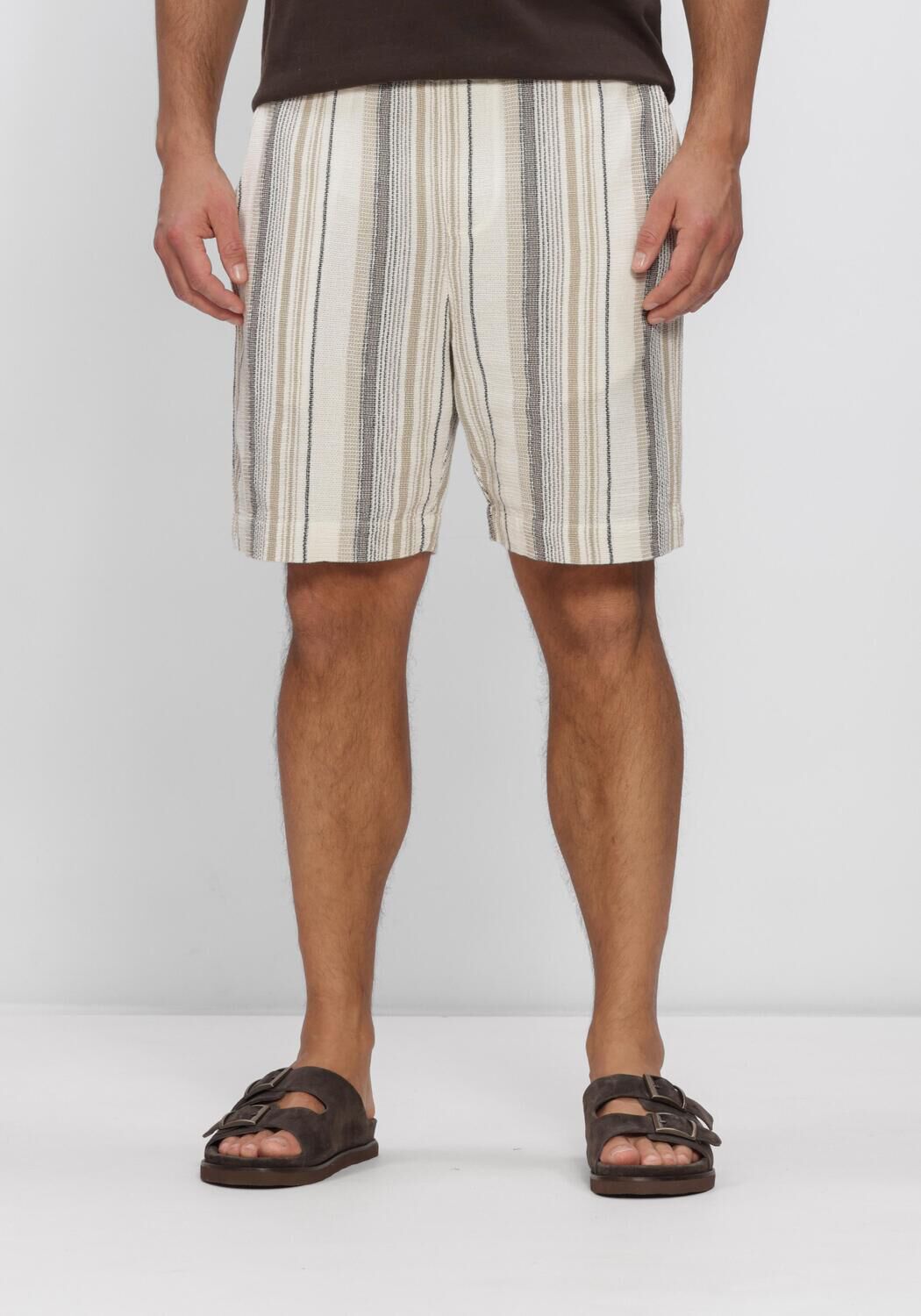 Beige SELECTED MEN Broeken/jumpsuits SLHREGCAL SHORTS - large