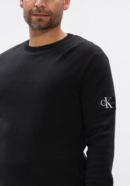 CALVIN KLEIN Polo BADGE WAFFLE LS TEE en noir - large