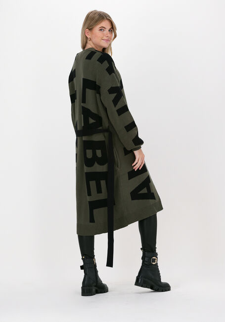 ALIX THE LABEL Gilet TEXT JAQUARD CARDIGAN Vert foncé - large