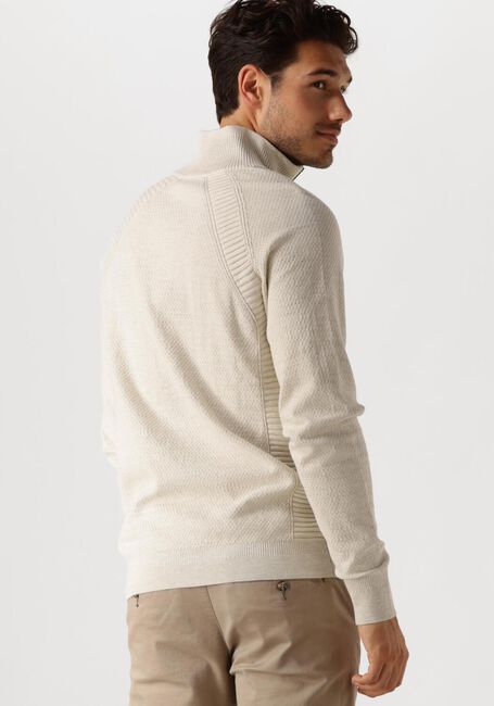 Beige CAST IRON Trui HALF ZIP COLLAR COTTON HEATHER PLATED BLEND - large