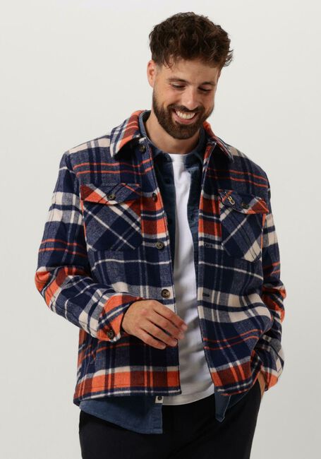Blauwe SCOTCH & SODA Overshirt BRUSHED WOOL-BLEND CHECKED OVERSHIRT - large