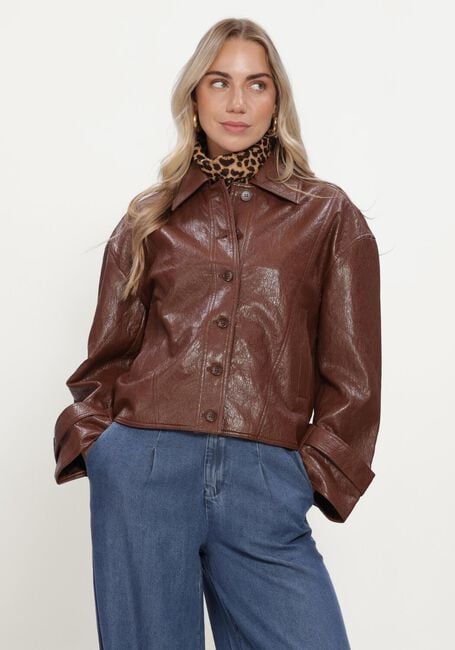 SUMMUM Veste en cuir JACKET FAUX LEATHER en marron - large