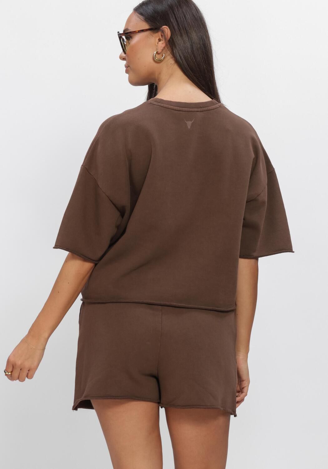 ALIX THE LABEL T-shirt LADIES KNITTED THE LABEL T SHIRT en marron - large
