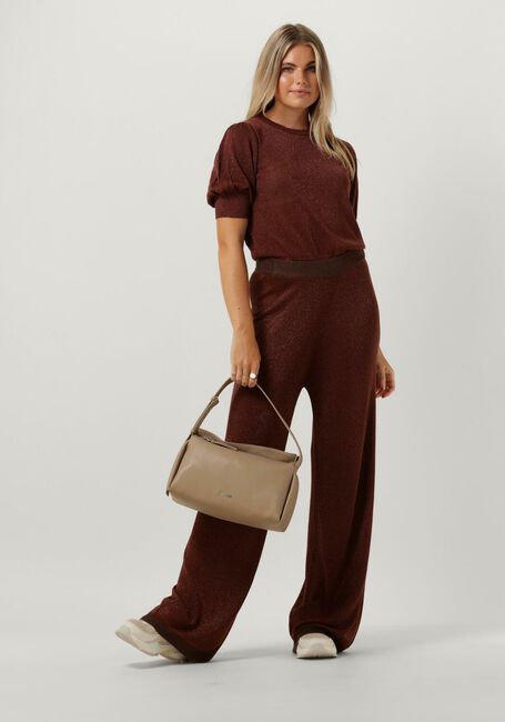 MINUS T-shirt LIVA PUFF HALF SLEEVE METALLIC KNIT PULLOVER en marron - large