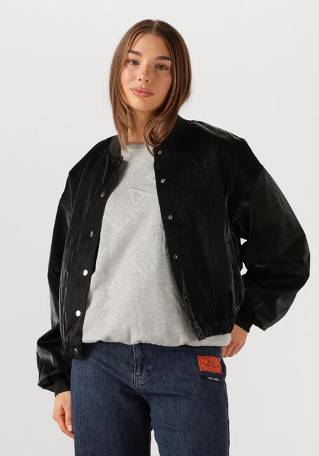 ALIX THE LABEL Jack LADIES WOVEN VELVET LEATHER BOMBER en noir - large