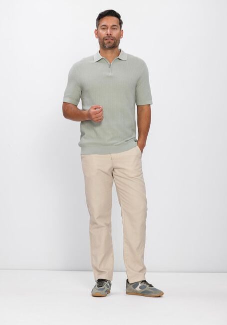 Groene SELECTED MEN Polo / T-shirt SLHCRAN SS KNIT STRUCTURE ZIP  POLO NOOS - large