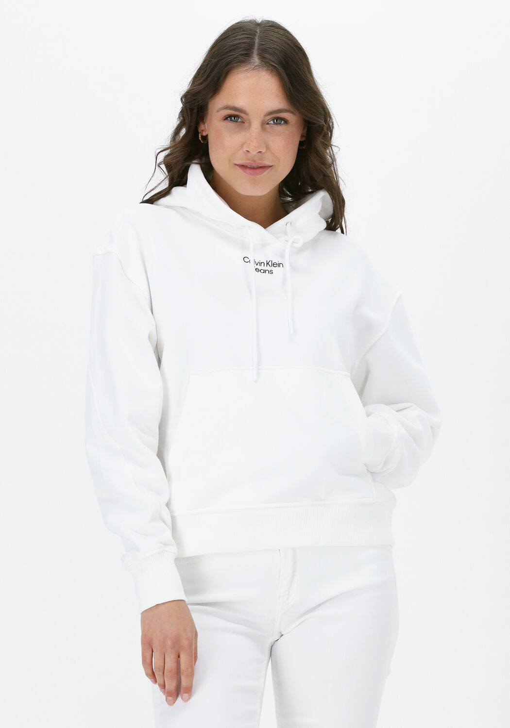 witte calvin klein sweater stacked logo hoodie