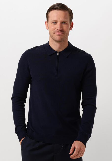 Donkerblauwe SELECTED HOMME Polo SLHBERG LS HALF ZIP POLO - large
