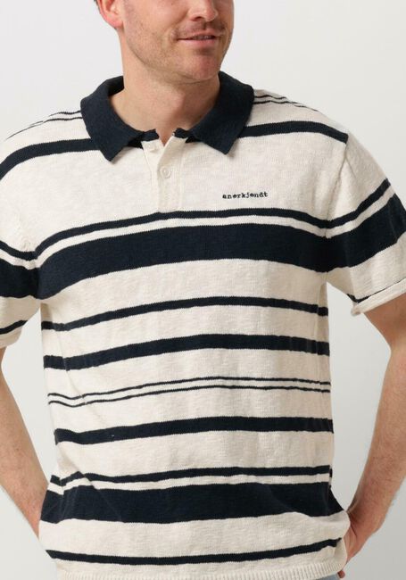 ANERKJENDT Polo AKSOFUS STRIPE S/S KNIT Blanc - large
