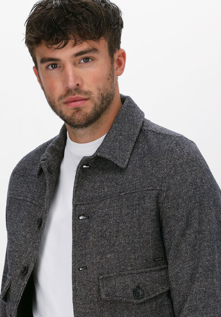 Grijze DSTREZZED Jack TRUCKER JACKET WOOL TWEED - large