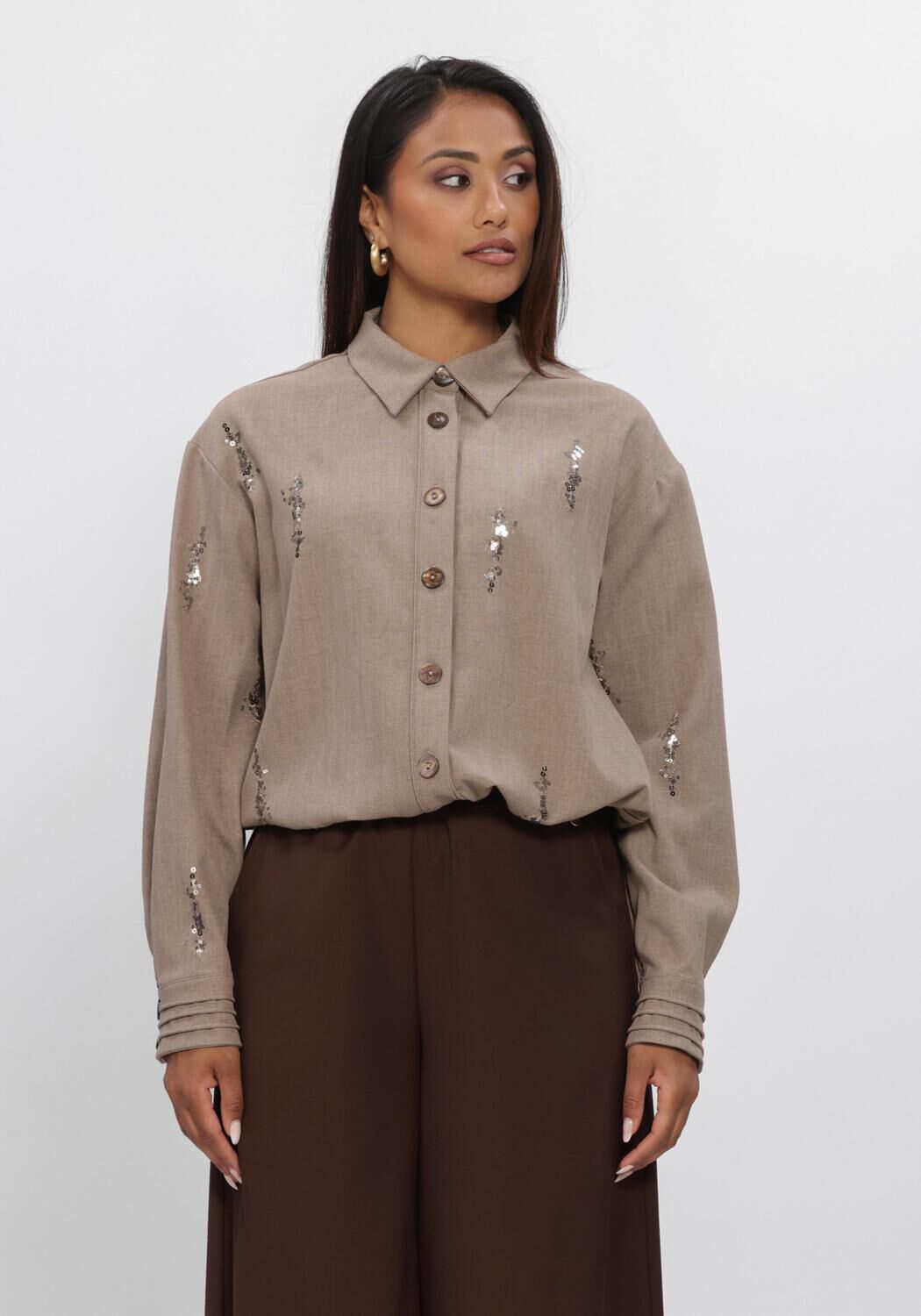 Beige NUKUS  ANNELYNN BLOUSE PAILLET - large