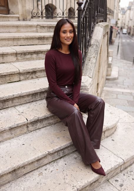 Bordeaux STUDIO AR Wijde broek DAVINA SHEEP SOFT WAXED - large
