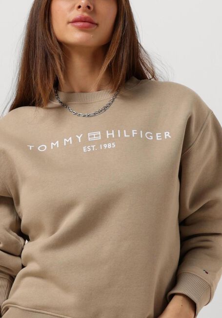 Beige TOMMY HILFIGER Sweater MDRN REG CORP LOGO C-NK SWTSHRT - large