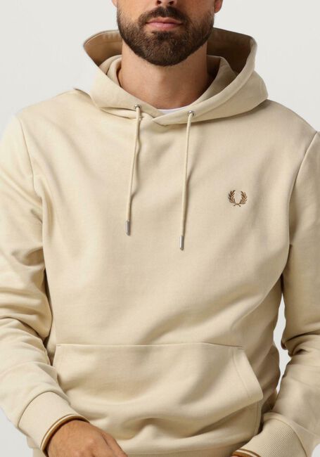 Beige FRED PERRY Sweater TIPPED HOODED SWEATSHIRT - large