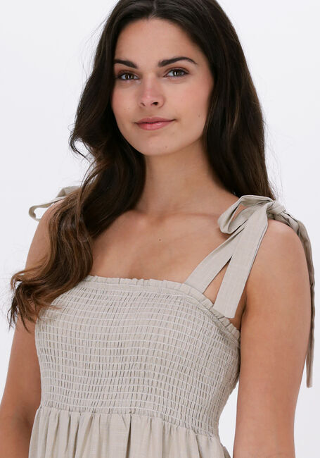 Beige OBJECT Midi jurk NELA S/L DRESS - large