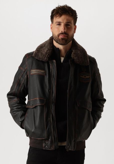 PME LEGEND Jack FLIGHT JACKET SNOWPROP SHEEP VEG RUBB-OFF en marron - large